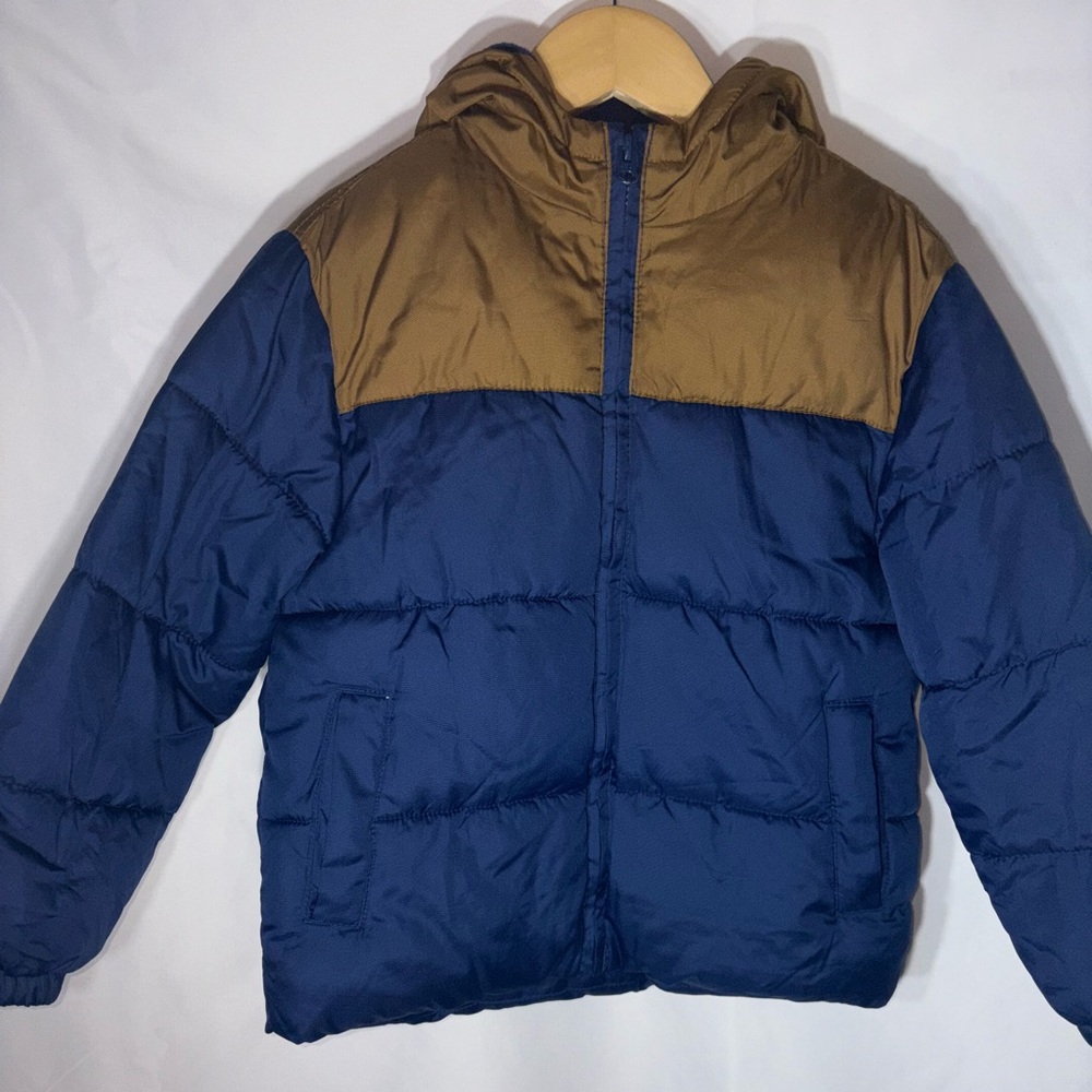 Old Navy Kids Boys Size XS (5) Puffer Jacket - Blue and Brown